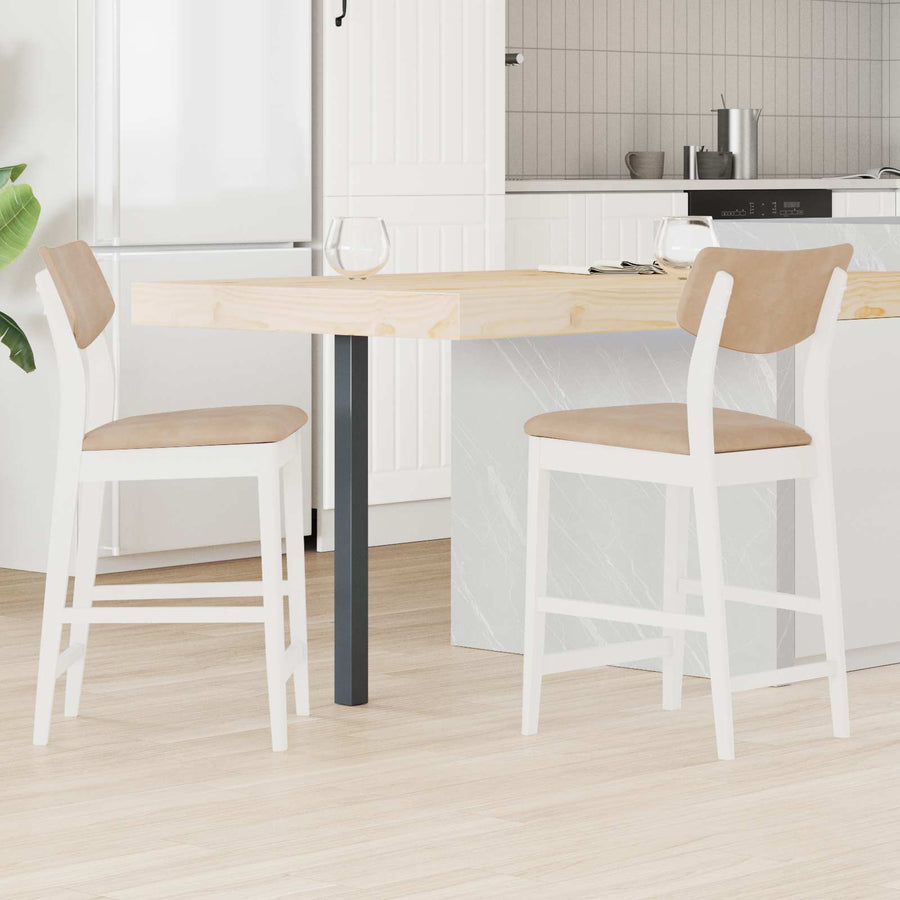 Eettafelstoelen 2 pcs Wit 48 x 49 x 95 cm Massief Rubberhout