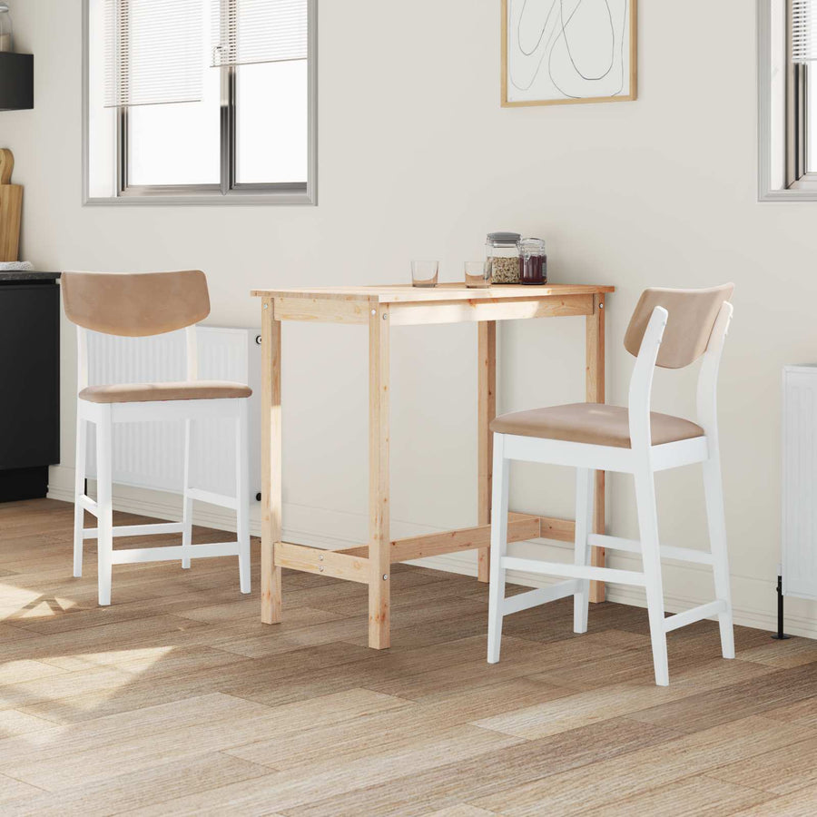 Eettafelstoelen 2 pcs Wit 48 x 49 x 95 cm Massief Rubberhout