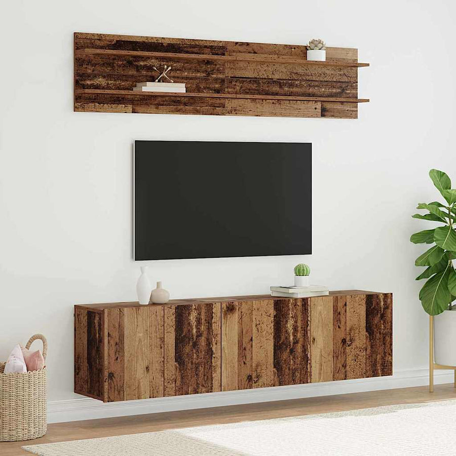 TV Eenheden Wandgemonteerd 6 pcs Oud hout Bewerkt hout