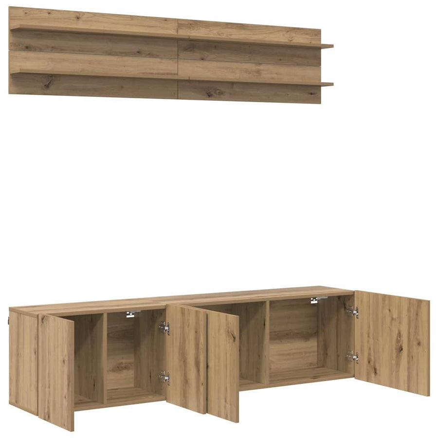 TV Eenheden 6 pcs artisanaal eikenkleurig Bewerkt hout