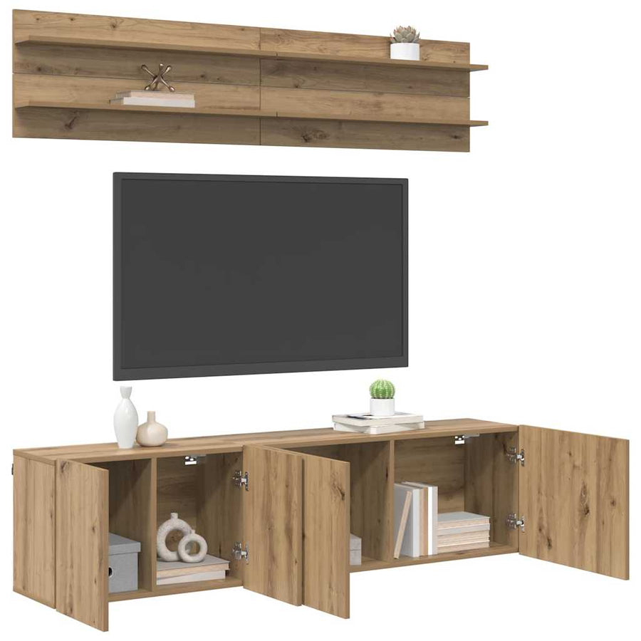 TV Eenheden 6 pcs artisanaal eikenkleurig Bewerkt hout
