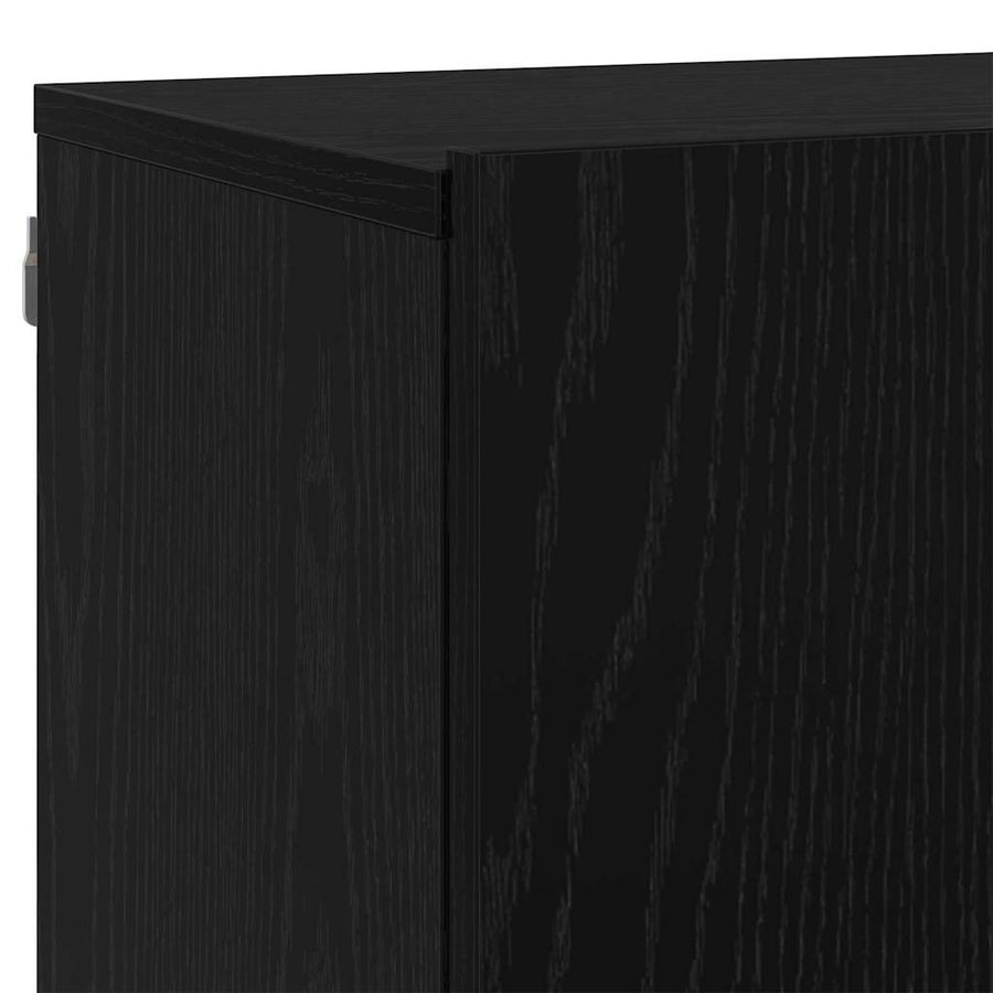 TV Eenheden Wandgemonteerd 6 pcs Zwart eiken Bewerkt hout