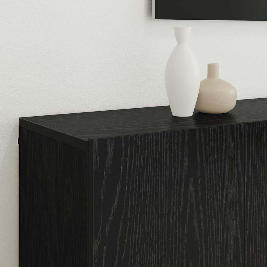 TV Eenheden Wandgemonteerd 6 pcs Zwart eiken Bewerkt hout