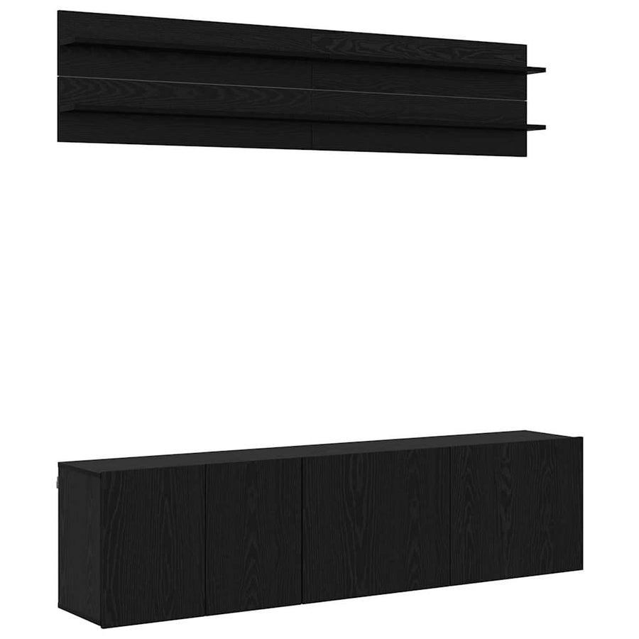 TV Eenheden Wandgemonteerd 6 pcs Zwart eiken Bewerkt hout