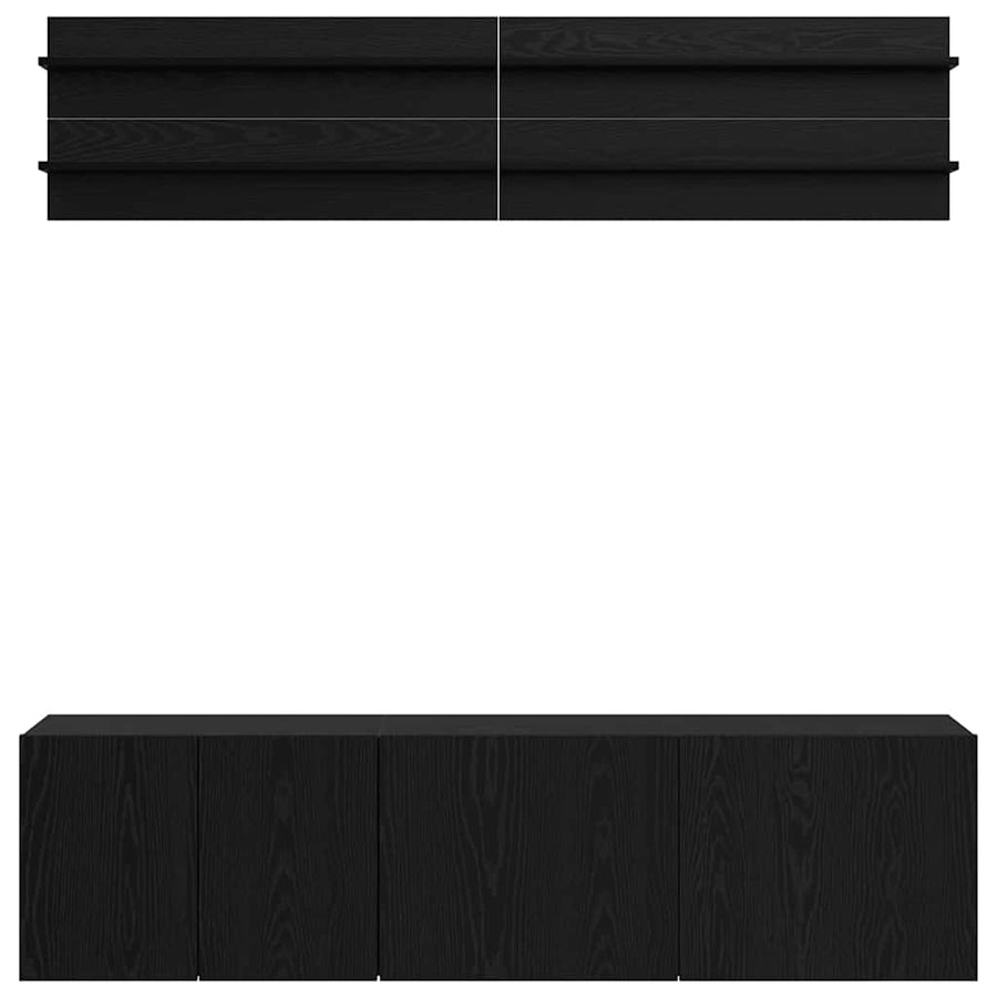TV Eenheden Wandgemonteerd 6 pcs Zwart eiken Bewerkt hout