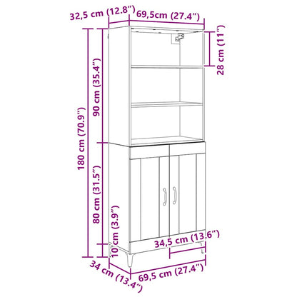 Hoge kast Artisan Eiken 69,5 x 34 x 180 cm Bewerkt hout
