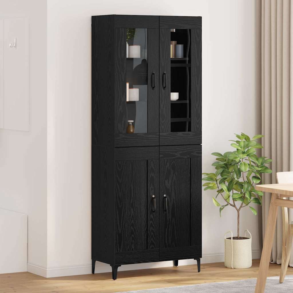 Hoge kast Zwart Eiken 69,5 x 34 x 180 cm Bewerkt hout