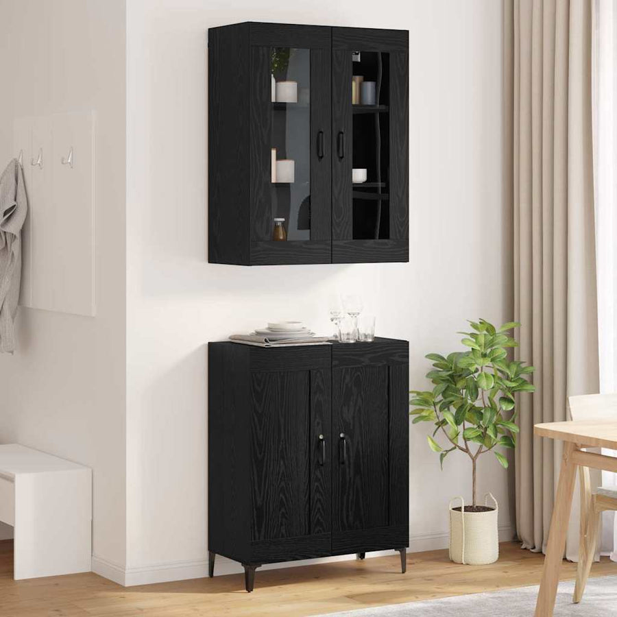 Hoge kast Zwart Eiken 69,5 x 34 x 180 cm Bewerkt hout