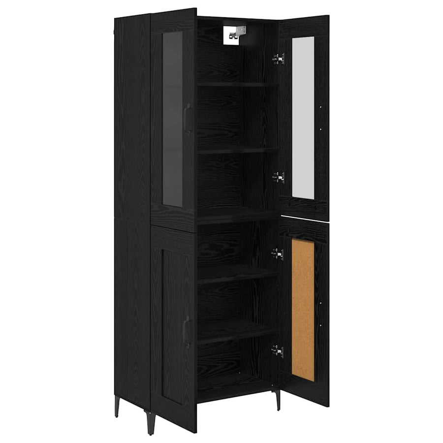 Hoge kast Zwart Eiken 69,5 x 34 x 180 cm Bewerkt hout