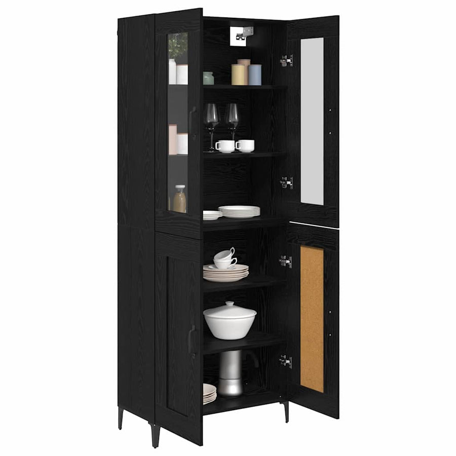 Hoge kast Zwart Eiken 69,5 x 34 x 180 cm Bewerkt hout