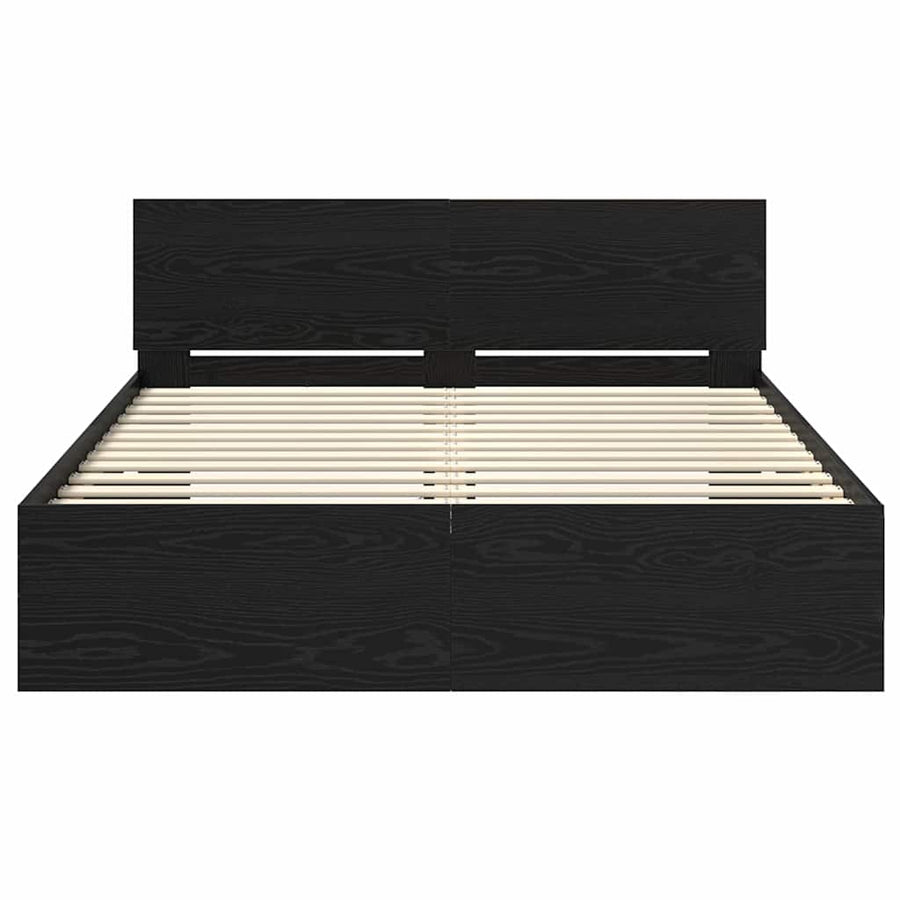Bedframe met hoofdeinde Zwart Eiken 120 x 200 cm Bewerkt hout