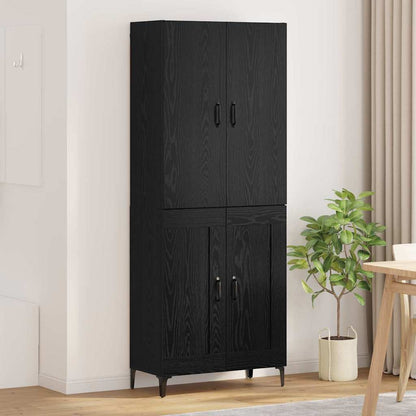 Highboard Zwart Eiken 69,5 x 34 x 180 cm Bewerkt hout