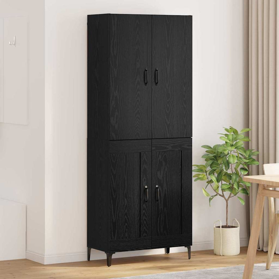 Highboard Zwart Eiken 69,5 x 34 x 180 cm Bewerkt hout