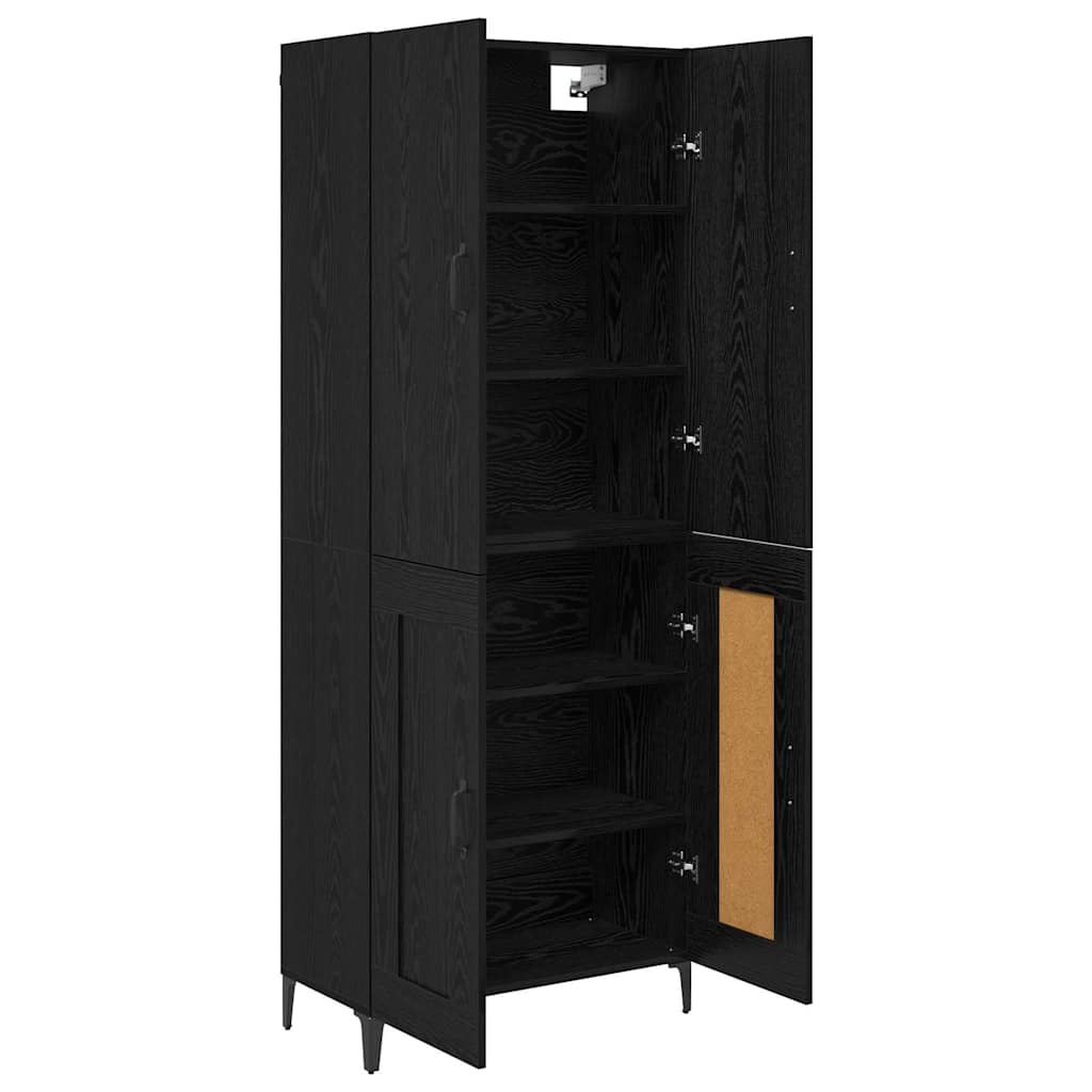 Highboard Zwart Eiken 69,5 x 34 x 180 cm Bewerkt hout