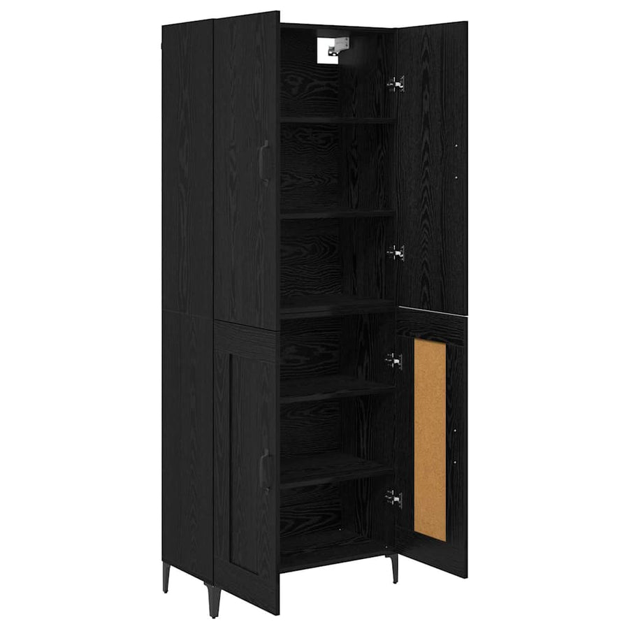Highboard Zwart Eiken 69,5 x 34 x 180 cm Bewerkt hout