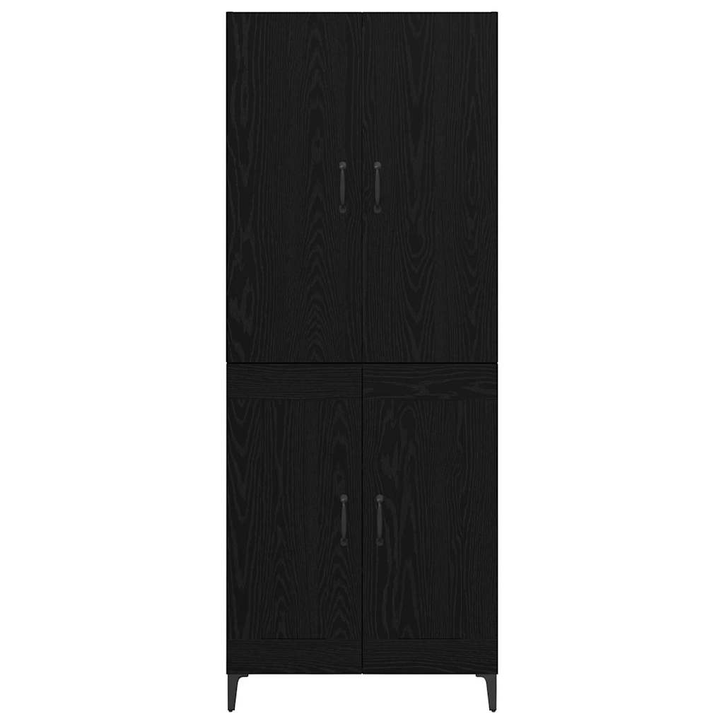 Highboard Zwart Eiken 69,5 x 34 x 180 cm Bewerkt hout