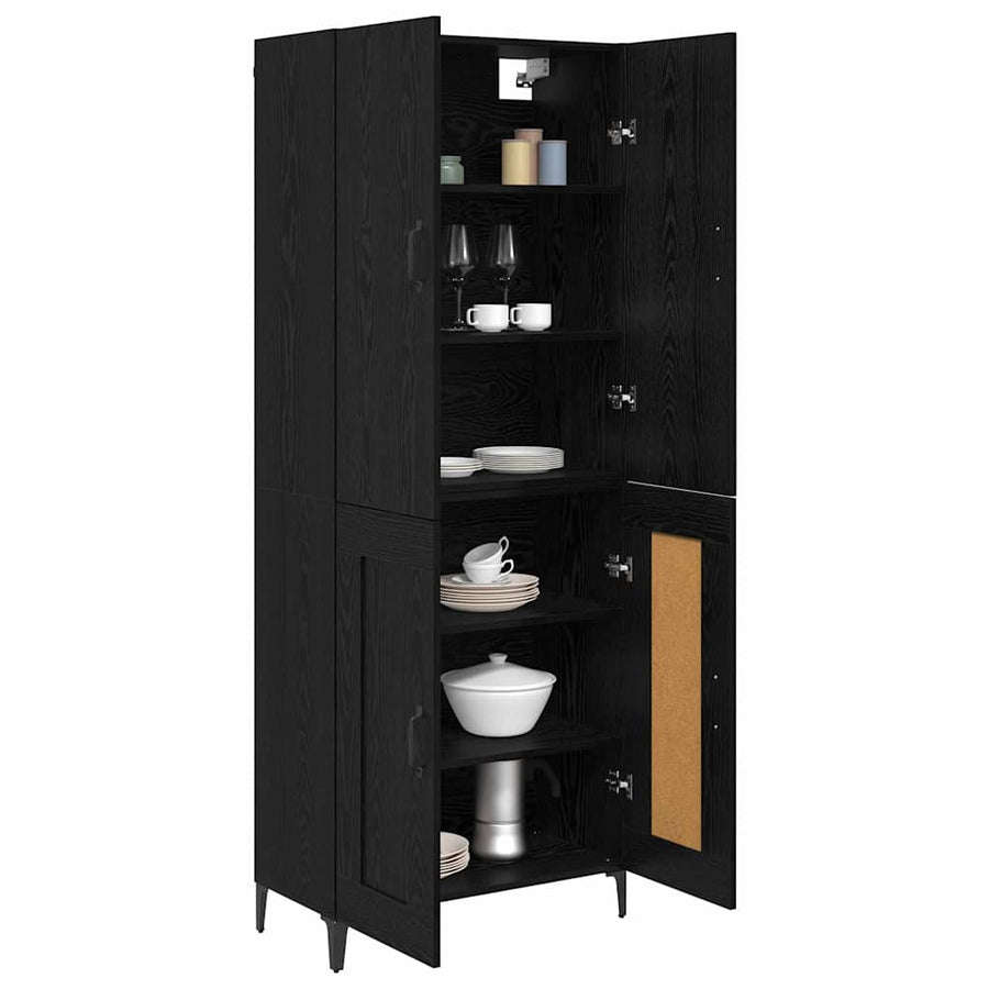 Highboard Zwart Eiken 69,5 x 34 x 180 cm Bewerkt hout