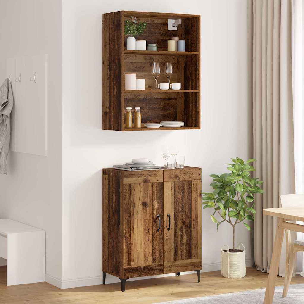 Dressoir Wandgemonteerd 2 pcs Oud hout Bewerkt hout