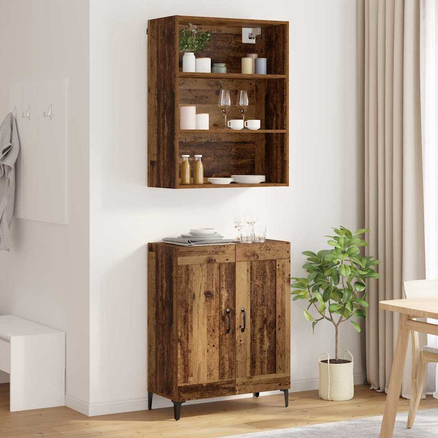 Dressoir Wandgemonteerd 2 pcs Oud hout Bewerkt hout