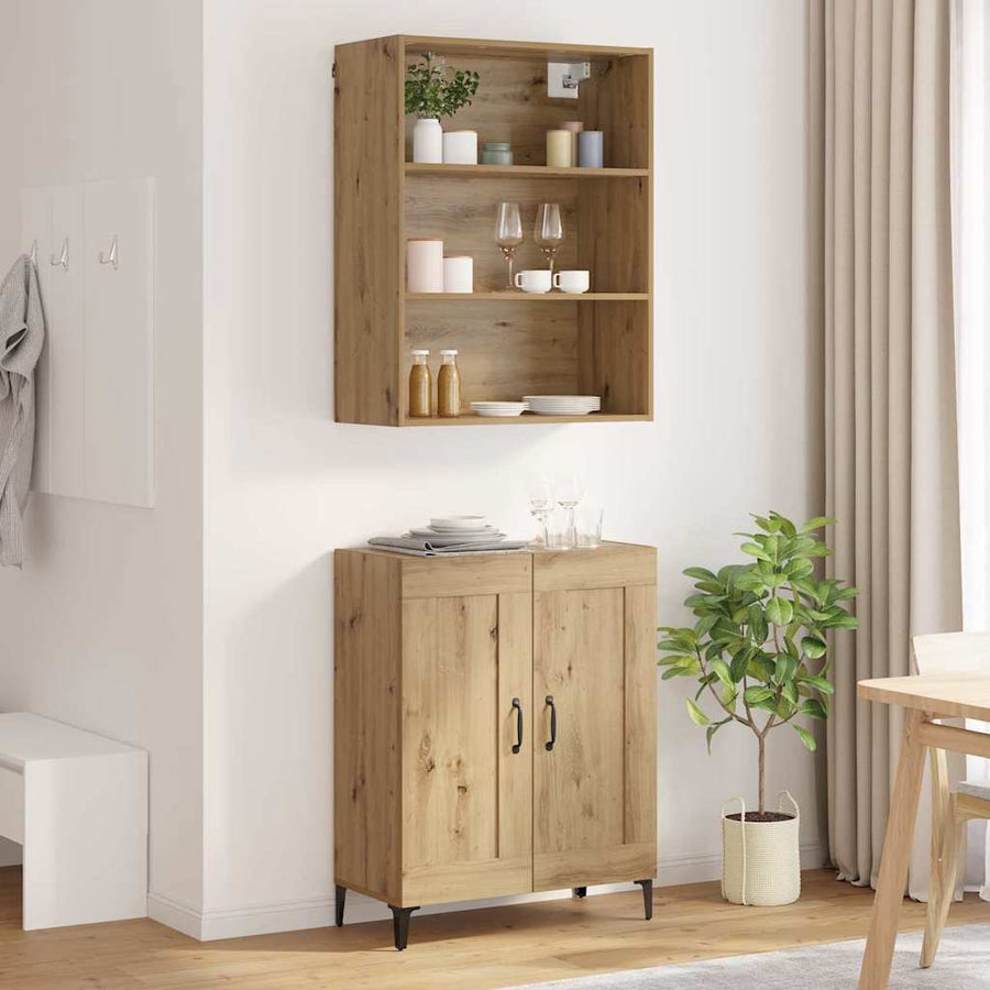 Dressoir 2 pcs artisanaal eikenkleurig Bewerkt hout