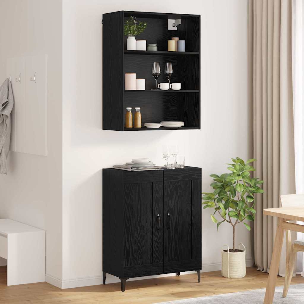 Dressoir Wandgemonteerd 2 pcs Zwart eiken Bewerkt hout