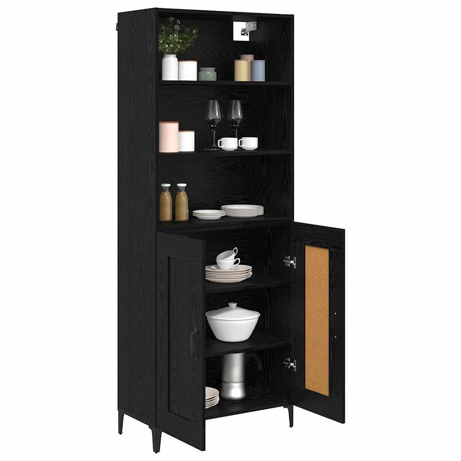 Dressoir Wandgemonteerd 2 pcs Zwart eiken Bewerkt hout