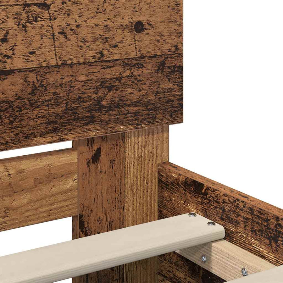 Bedframe met hoofdeinde Oud Hout 120 x 190 cm Bewerkt hout