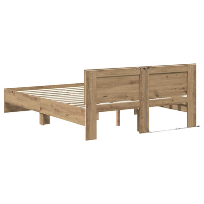 Bedframe met hoofdeinde Artisan Eiken 120 x 190 cm Bewerkt hout