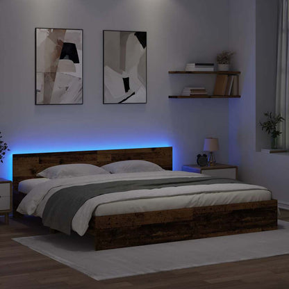 Bedframe met hoofdeinde Oud Hout 180 x 200 cm Bewerkt hout