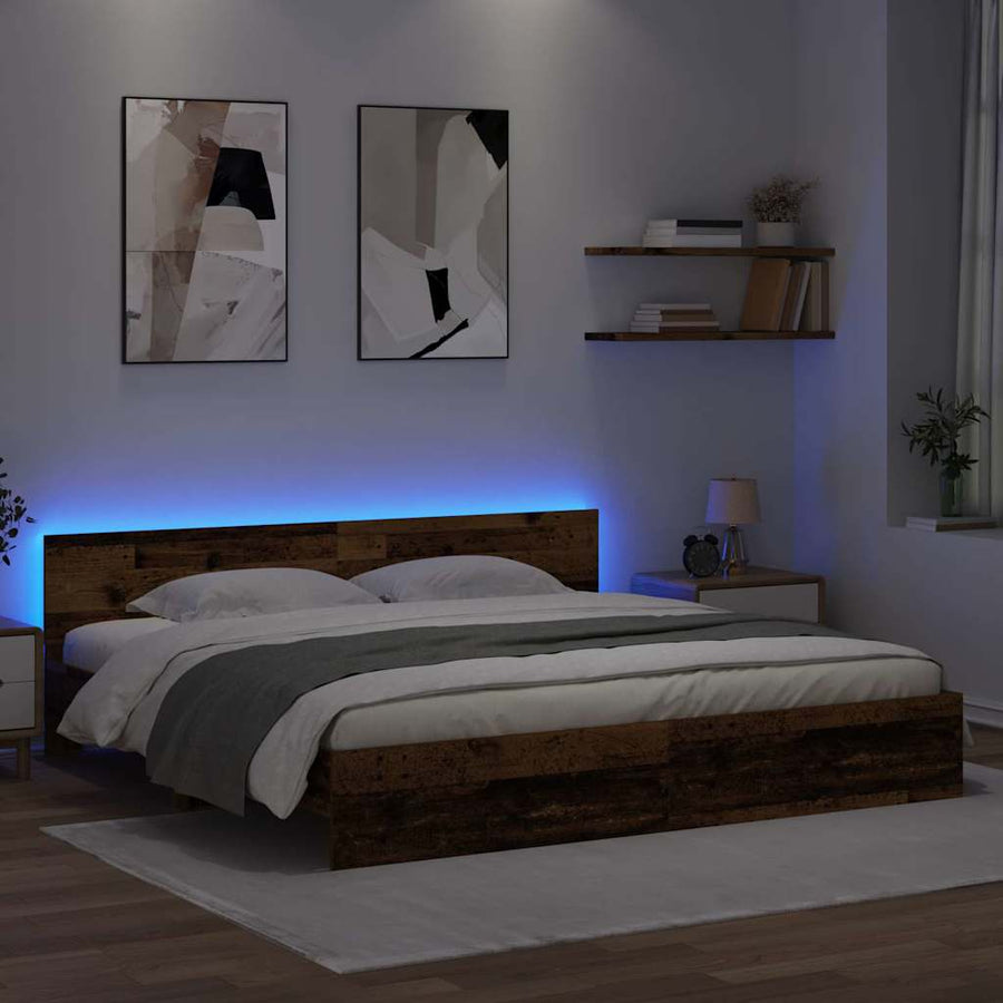 Bedframe met hoofdeinde Oud Hout 180 x 200 cm Bewerkt hout