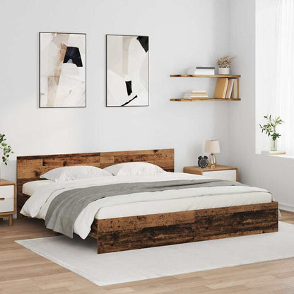 Bedframe met hoofdeinde Oud Hout 180 x 200 cm Bewerkt hout