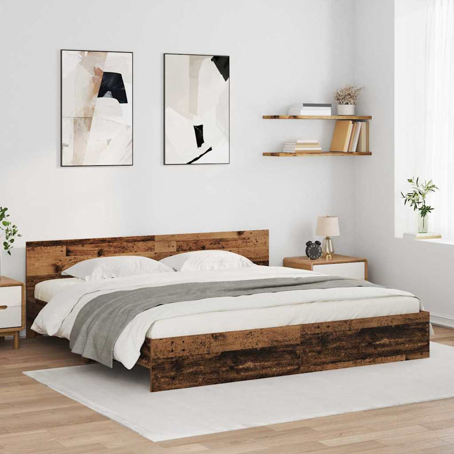 Bedframe met hoofdeinde Oud Hout 180 x 200 cm Bewerkt hout