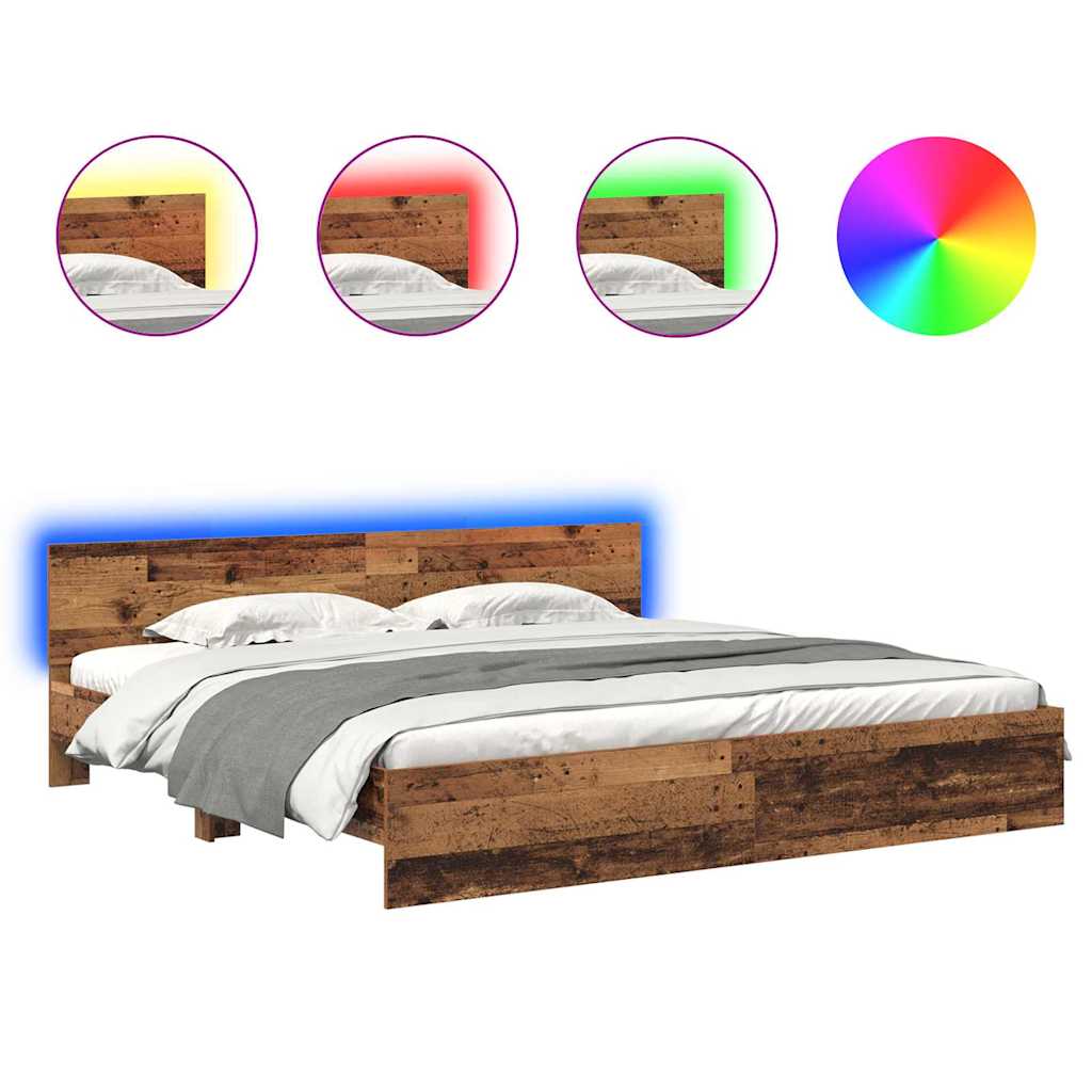 Bedframe met hoofdeinde Oud Hout 180 x 200 cm Bewerkt hout