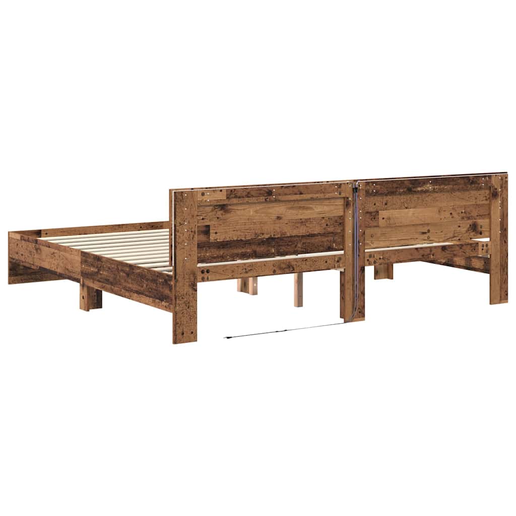 Bedframe met hoofdeinde Oud Hout 180 x 200 cm Bewerkt hout