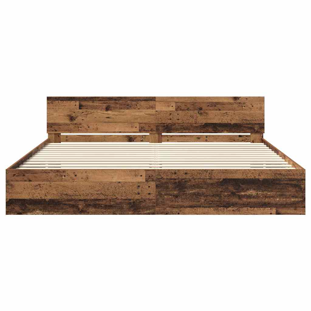 Bedframe met hoofdeinde Oud Hout 180 x 200 cm Bewerkt hout