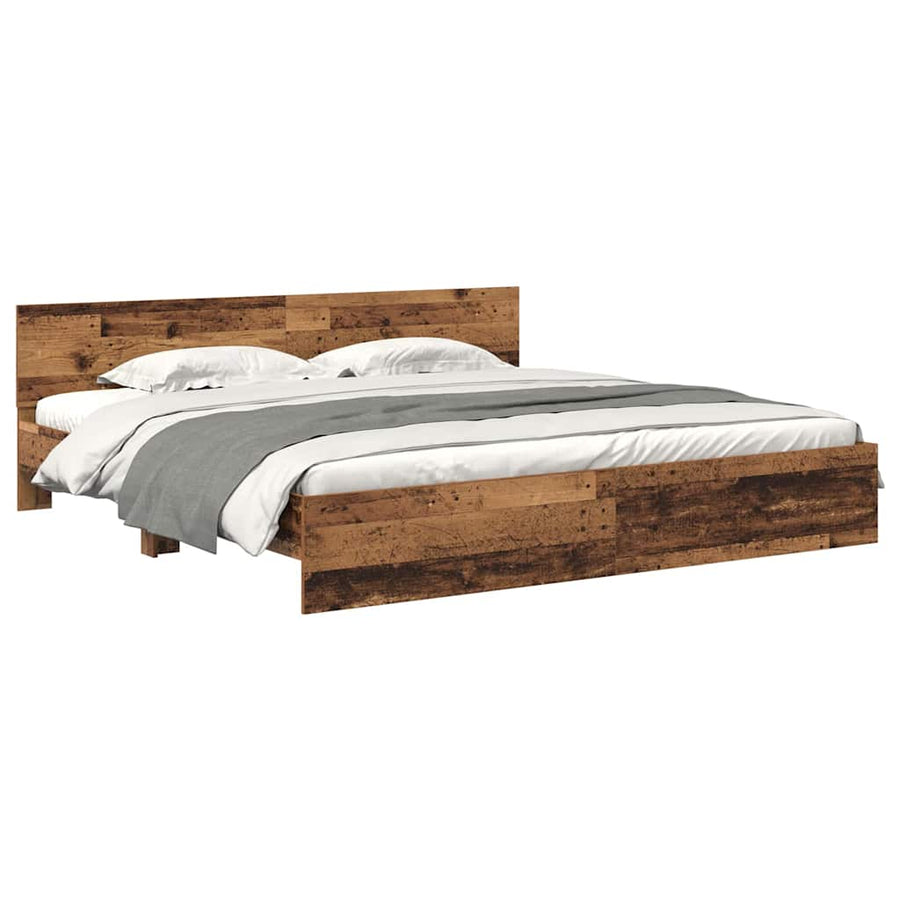 Bedframe met hoofdeinde Oud Hout 180 x 200 cm Bewerkt hout