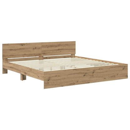 Bedframe met hoofdeinde Artisan Eiken 180 x 200 cm Bewerkt hout