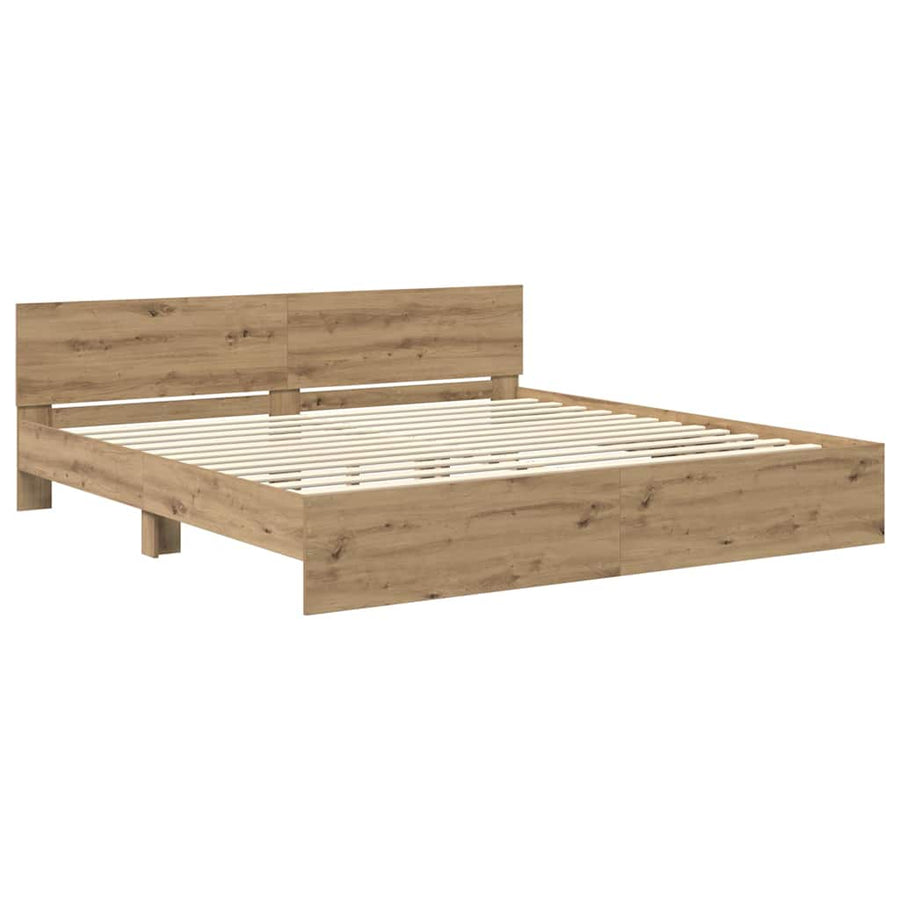 Bedframe met hoofdeinde Artisan Eiken 180 x 200 cm Bewerkt hout