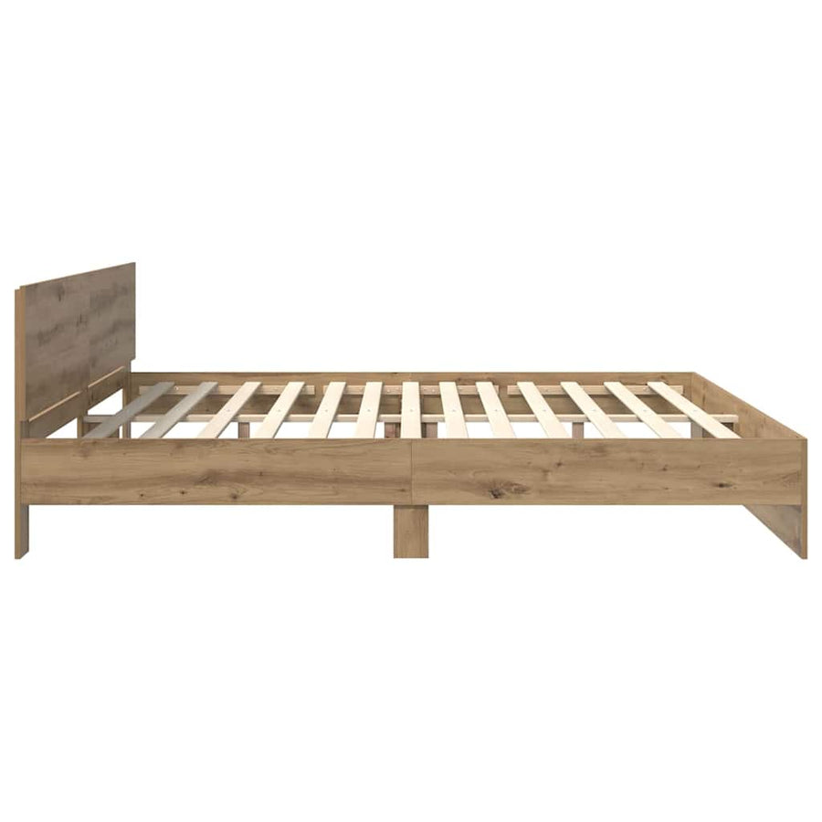 Bedframe met hoofdeinde Artisan Eiken 180 x 200 cm Bewerkt hout