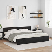 Bedframe met hoofdeinde Zwart Eiken 180 x 200 cm Bewerkt hout