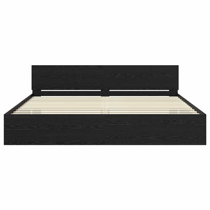 Bedframe met hoofdeinde Zwart Eiken 180 x 200 cm Bewerkt hout