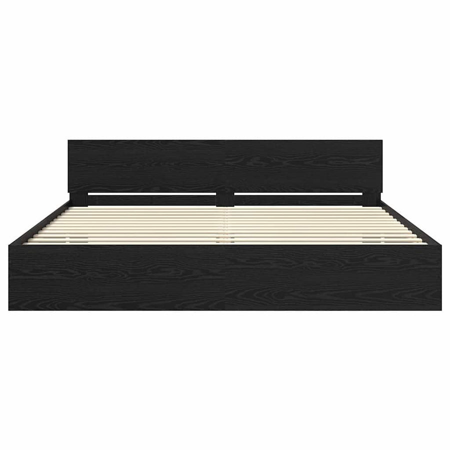 Bedframe met hoofdeinde Zwart Eiken 180 x 200 cm Bewerkt hout