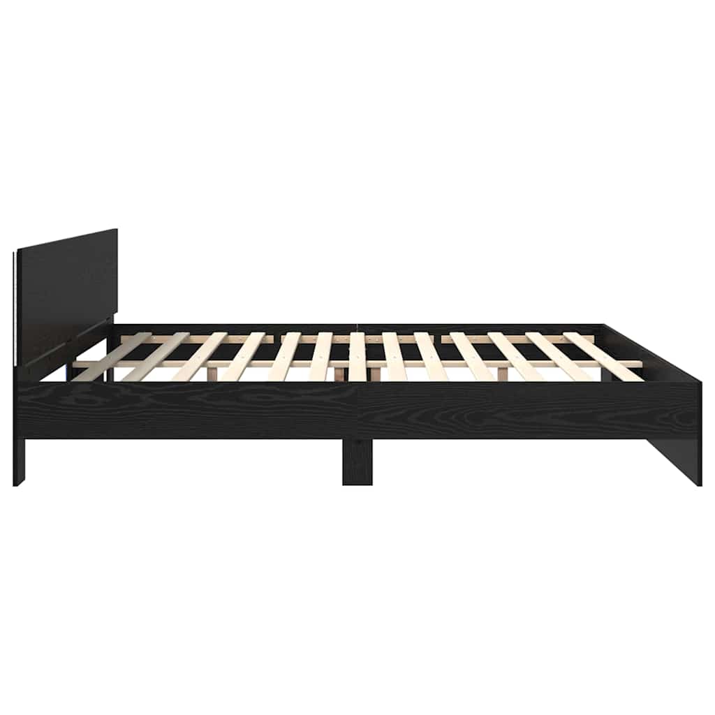 Bedframe met hoofdeinde Zwart Eiken 180 x 200 cm Bewerkt hout