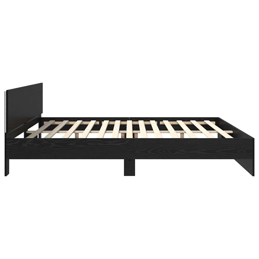 Bedframe met hoofdeinde Zwart Eiken 180 x 200 cm Bewerkt hout