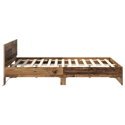 Bedframe met hoofdeinde Oud Hout 140 x 200 cm Bewerkt hout