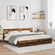 Bedframe 200x200 cm oud hout met led hoofdeinde