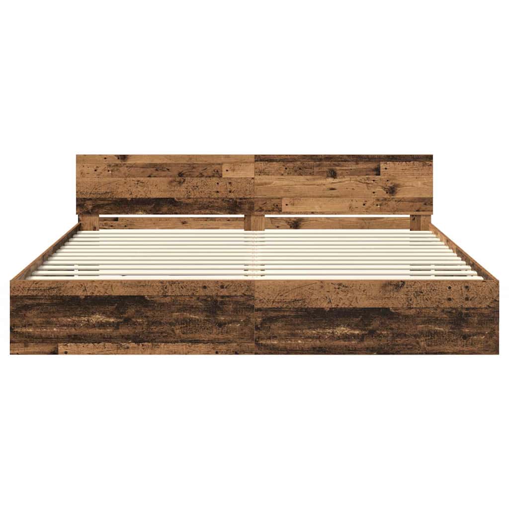 Bedframe met hoofdeinde Oud Hout 200 x 200 cm Bewerkt hout