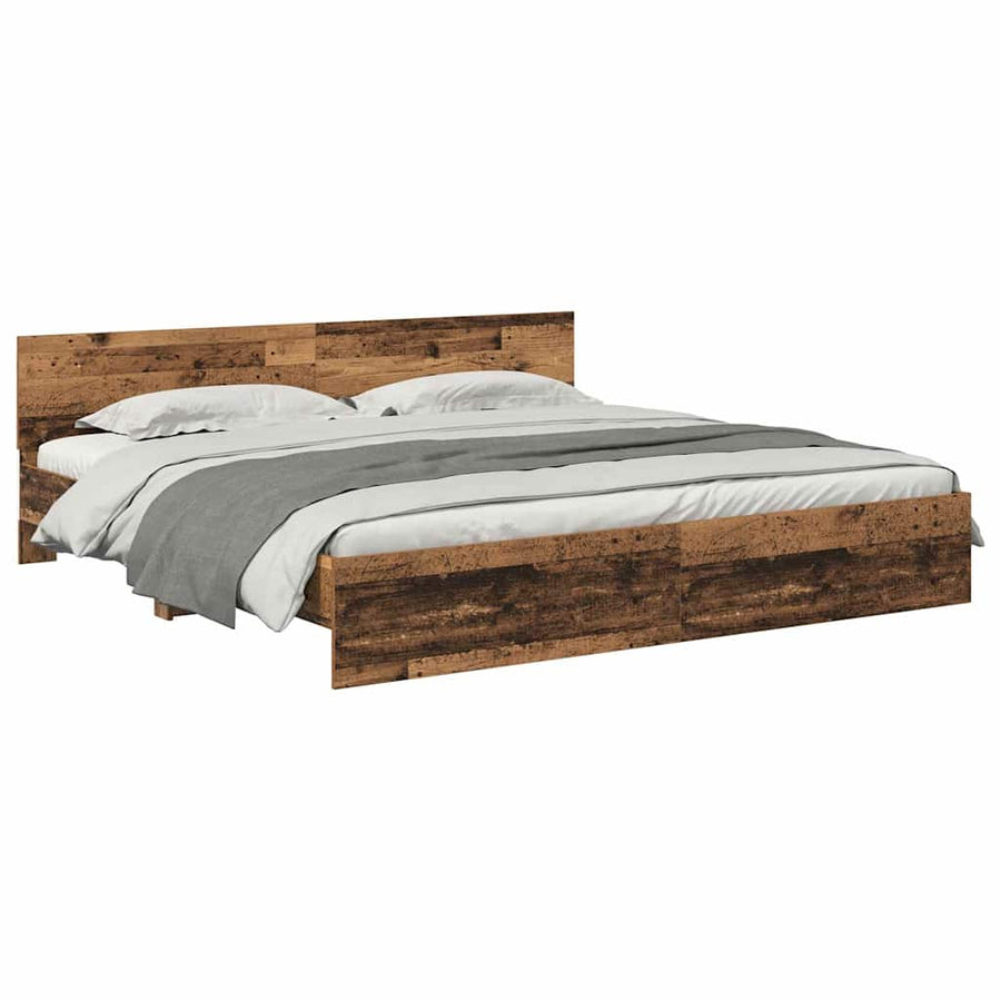 Bedframe met hoofdeinde Oud Hout 200 x 200 cm Bewerkt hout