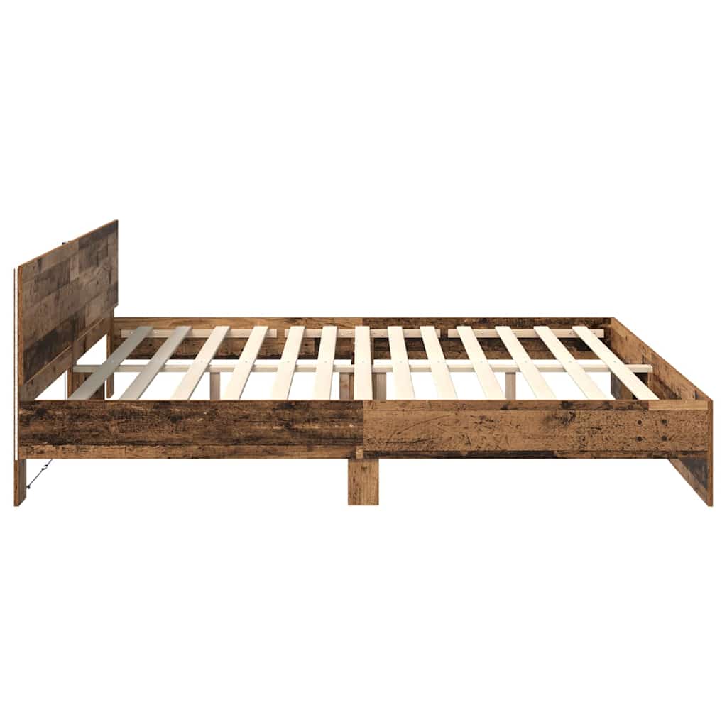 Bedframe met hoofdeinde Oud Hout 200 x 200 cm Bewerkt hout