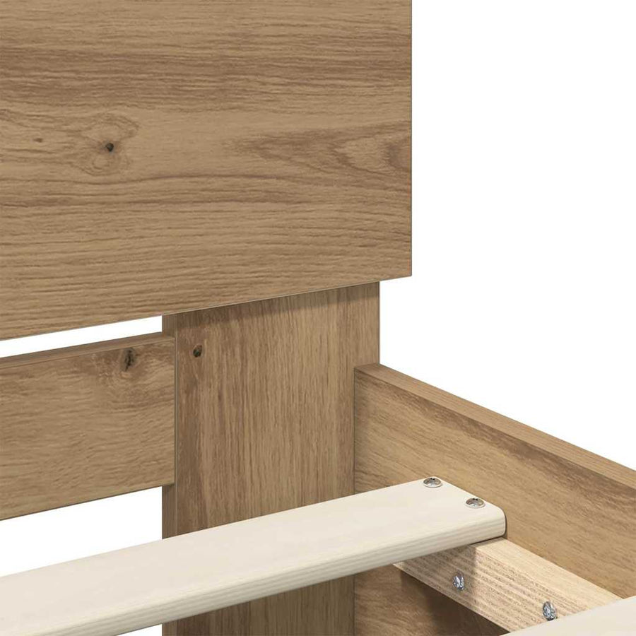 Bedframe met hoofdeinde Artisan Eiken 200 x 200 cm Bewerkt hout